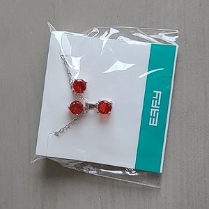 Effy Necklace & Earrings - Red Stone